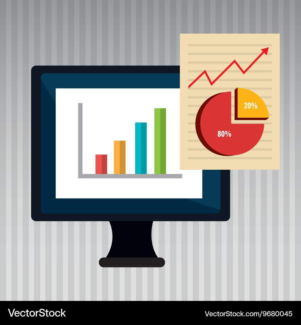 Computer business statistics isolated icon design Vector Image