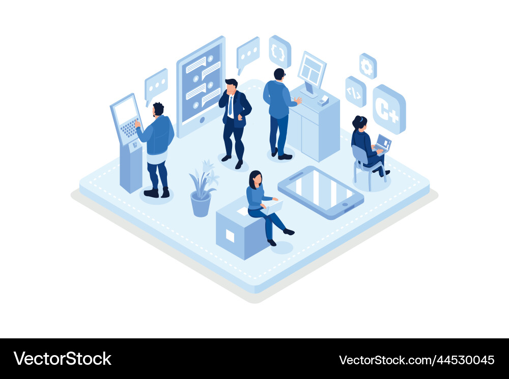 Development team at work concept can use for web vector image