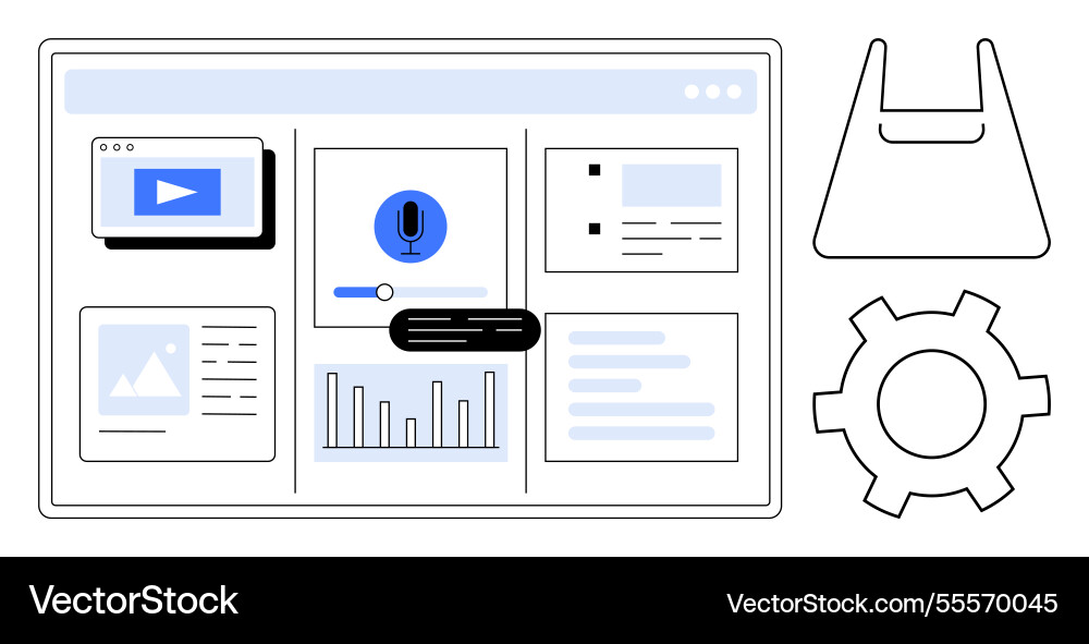 Digital dashboard with voice control and data Digital dashboard with voice control and data Vector Image