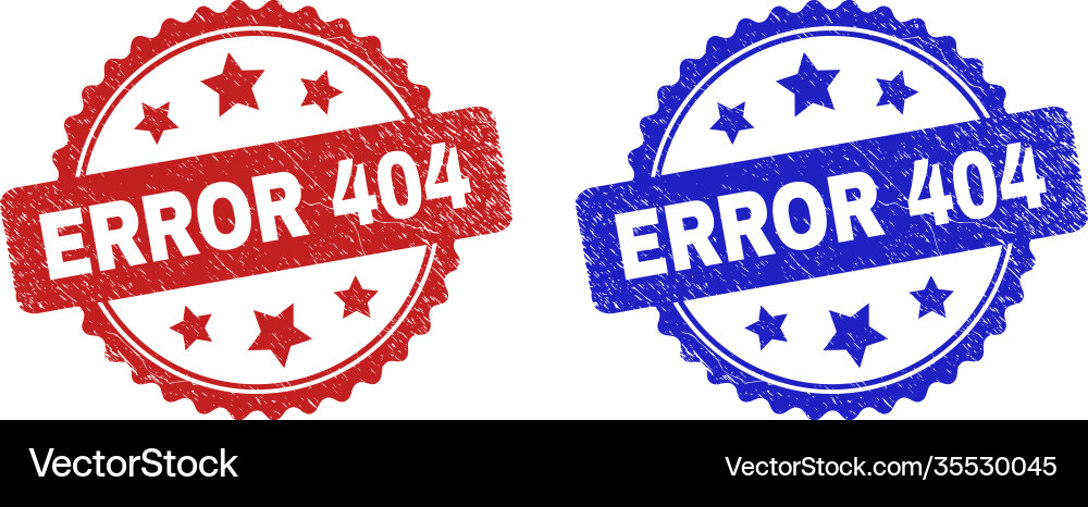Error 404 rosette stamps using corroded texture vector image