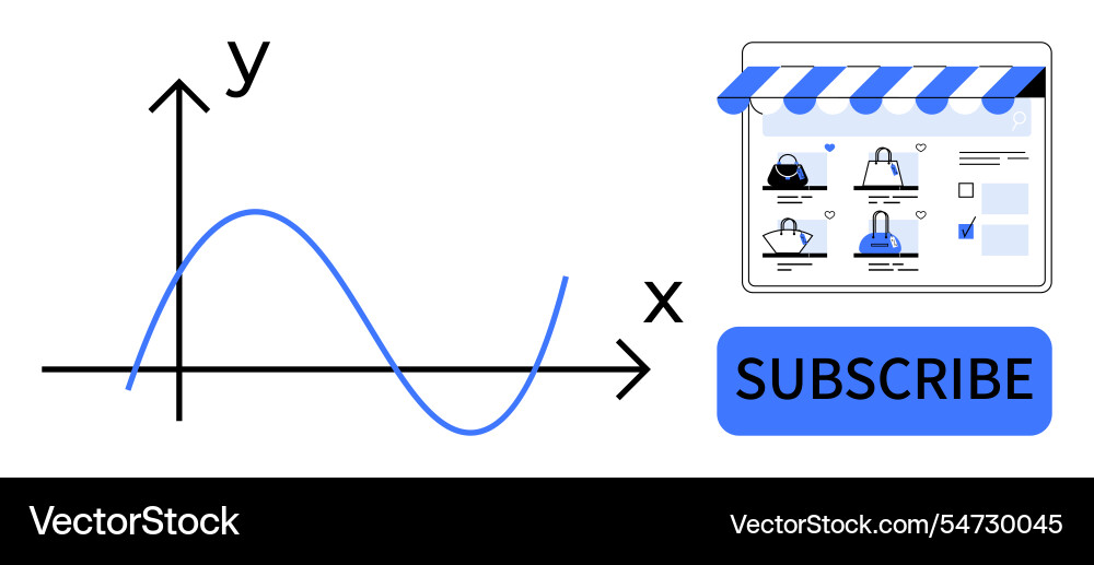 Graph plot with online shopping subscription Vector Image