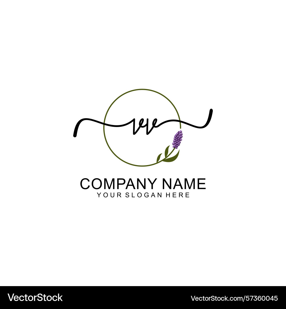 Handwritten vv initial logo with circle Handwritten vv initial logo with circle Vector Image