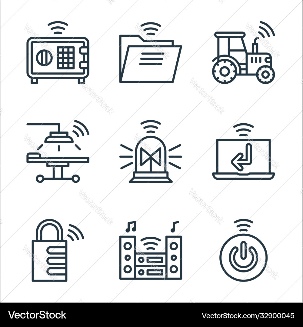 Internet things line icons linear set quality Vector Image