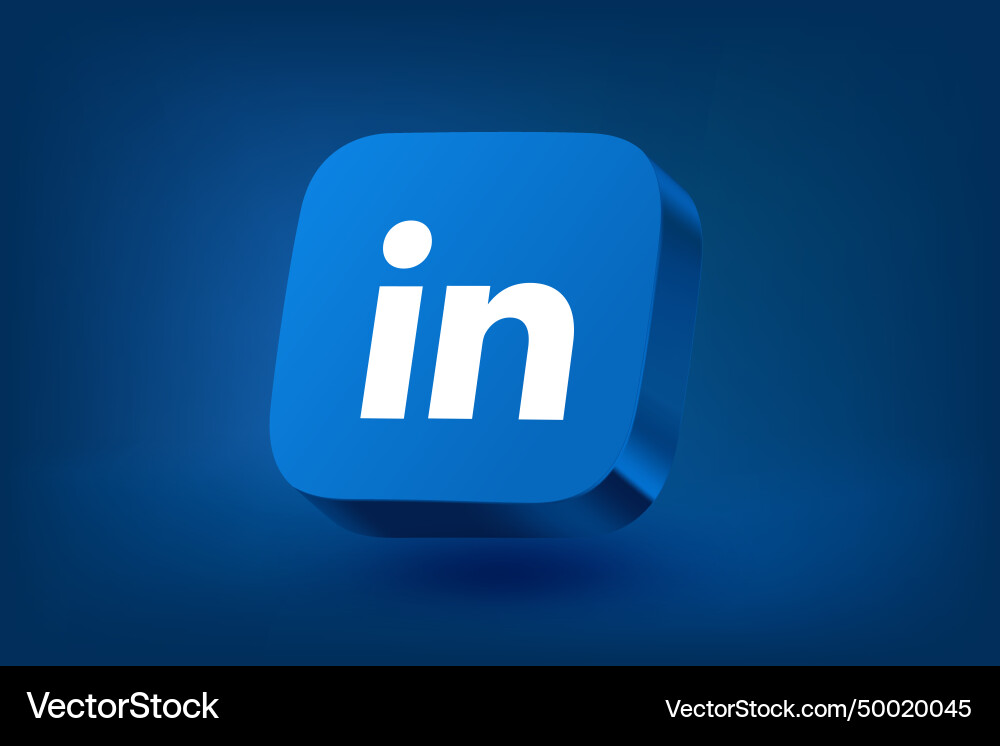 Linkedin Anwendung 3d-Symbol auf blauem Hintergrund Linkedin Anwendung 3d-Symbol auf blauem Hintergrund vektorbild