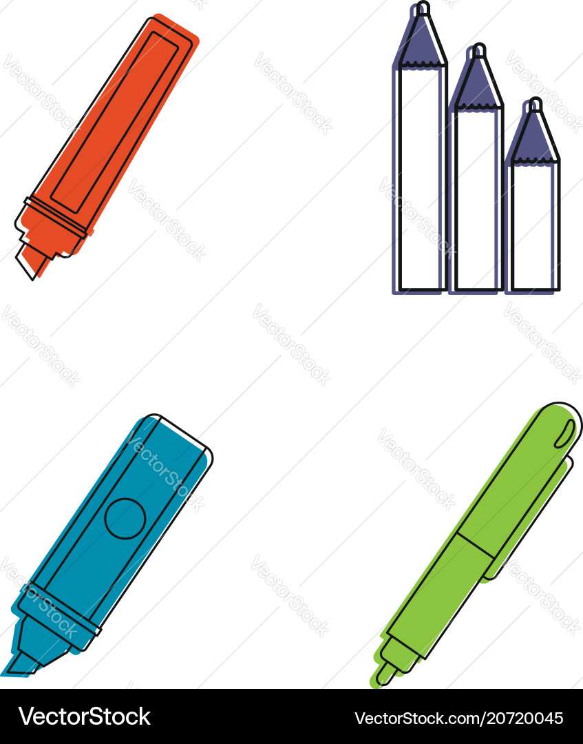 Marker icon set color outline style Vector Image