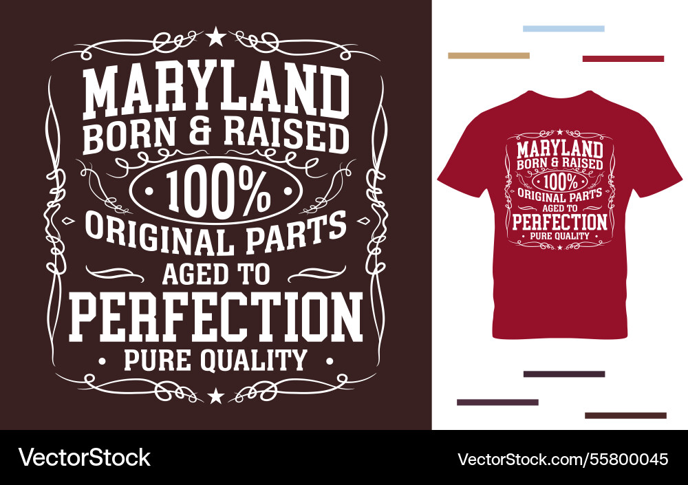 Maryland geboren und angehoben t Hemd Design Maryland geboren und angehoben t Hemd Design vektorbild