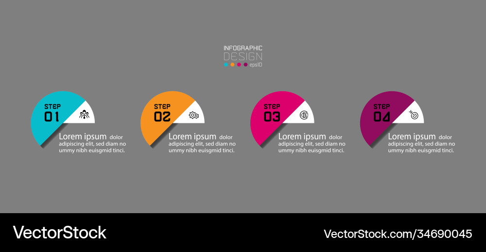 New circle design 4 steps perform visualizations Vector Image