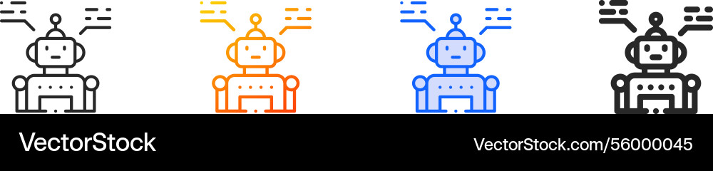 Robot iconthin linear gradient blue stroke Robot iconthin linear gradient blue stroke vector image