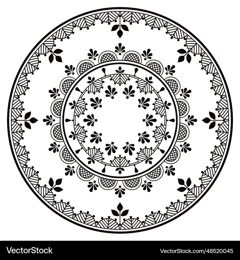 Scandinavian and nordic floral mandala vector image