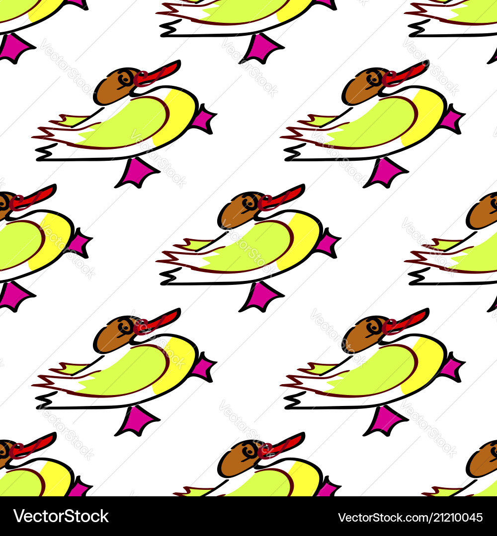Seamless duck pattern with bright yellow image Vector Image