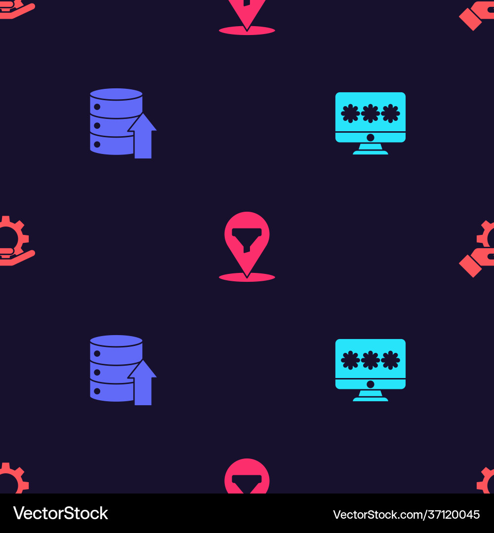 Set monitor with password server data web Set monitor with password server data web vector image