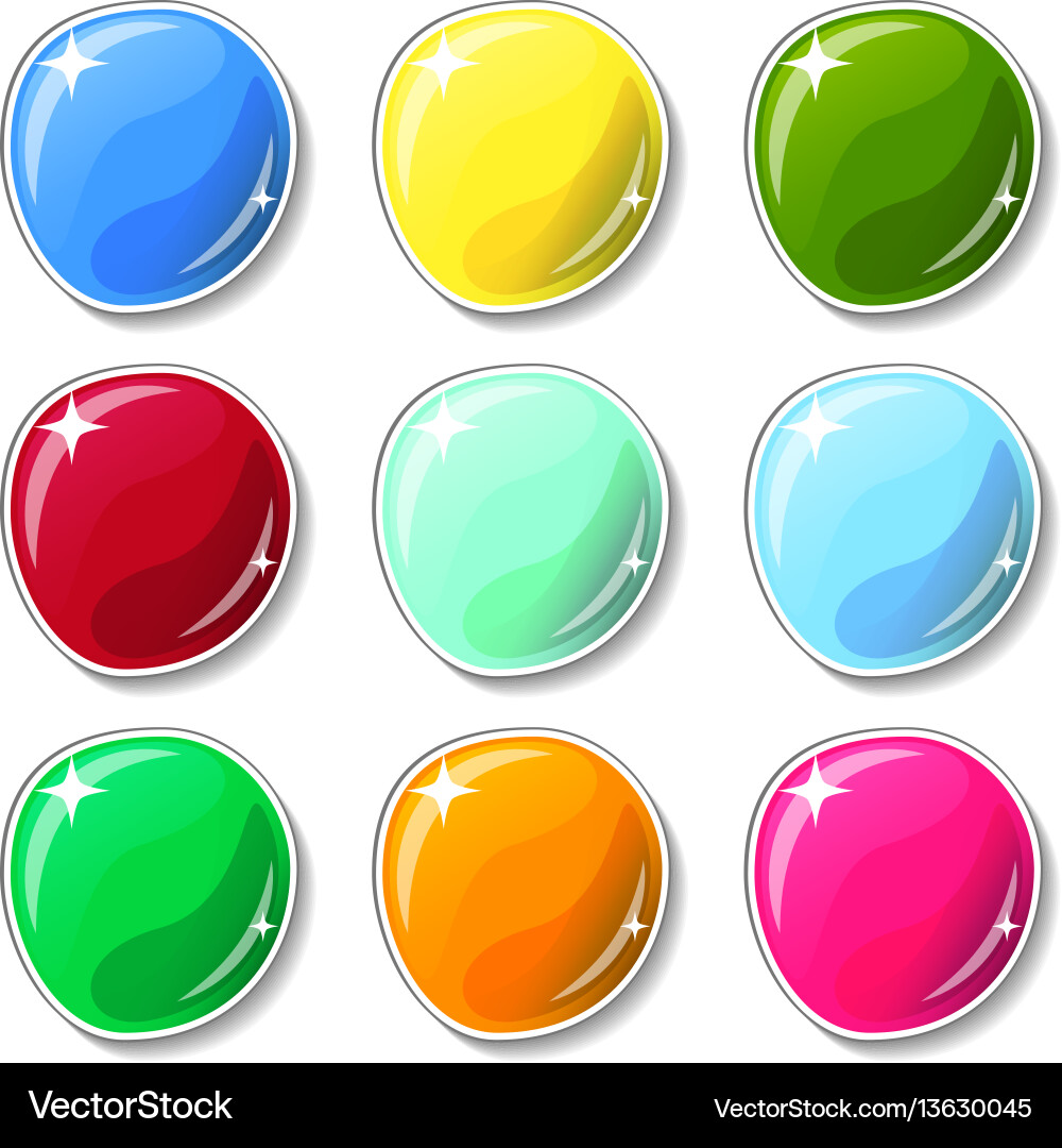 Shiny colorful buttons with glass surface effect Shiny colorful buttons with glass surface effect vector image