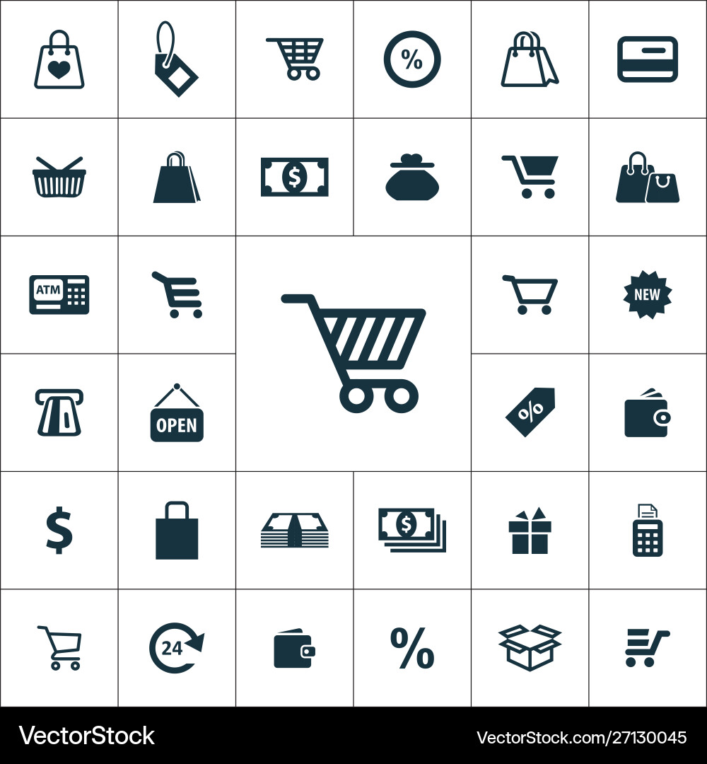 Shopping icons universal set for web and ui vector image