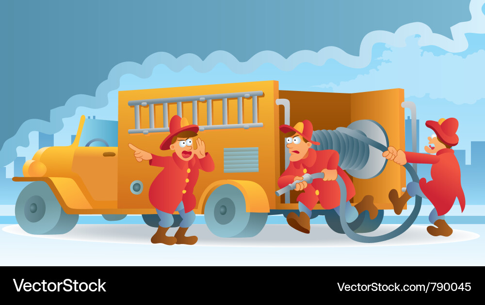Three Firefighters in Action vector image