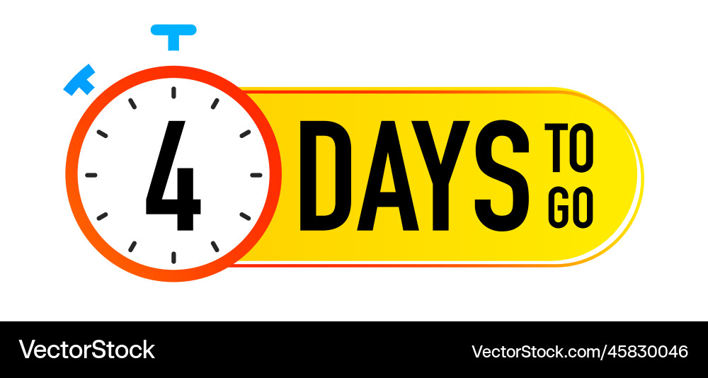 4 days to go timer symbol colorful style vector image