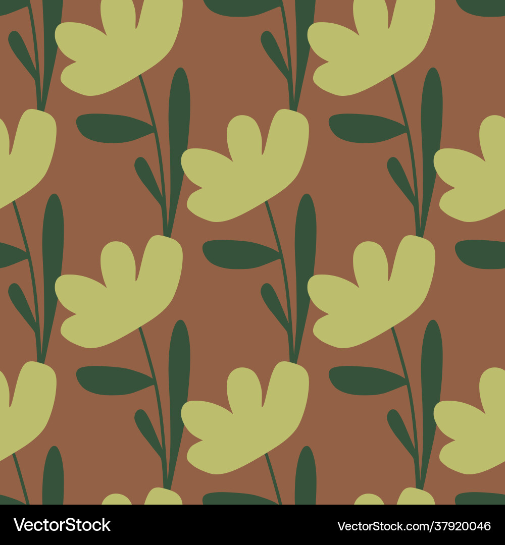 Bloom botanic seamless pattern with green simple Bloom botanic seamless pattern with green simple vector image