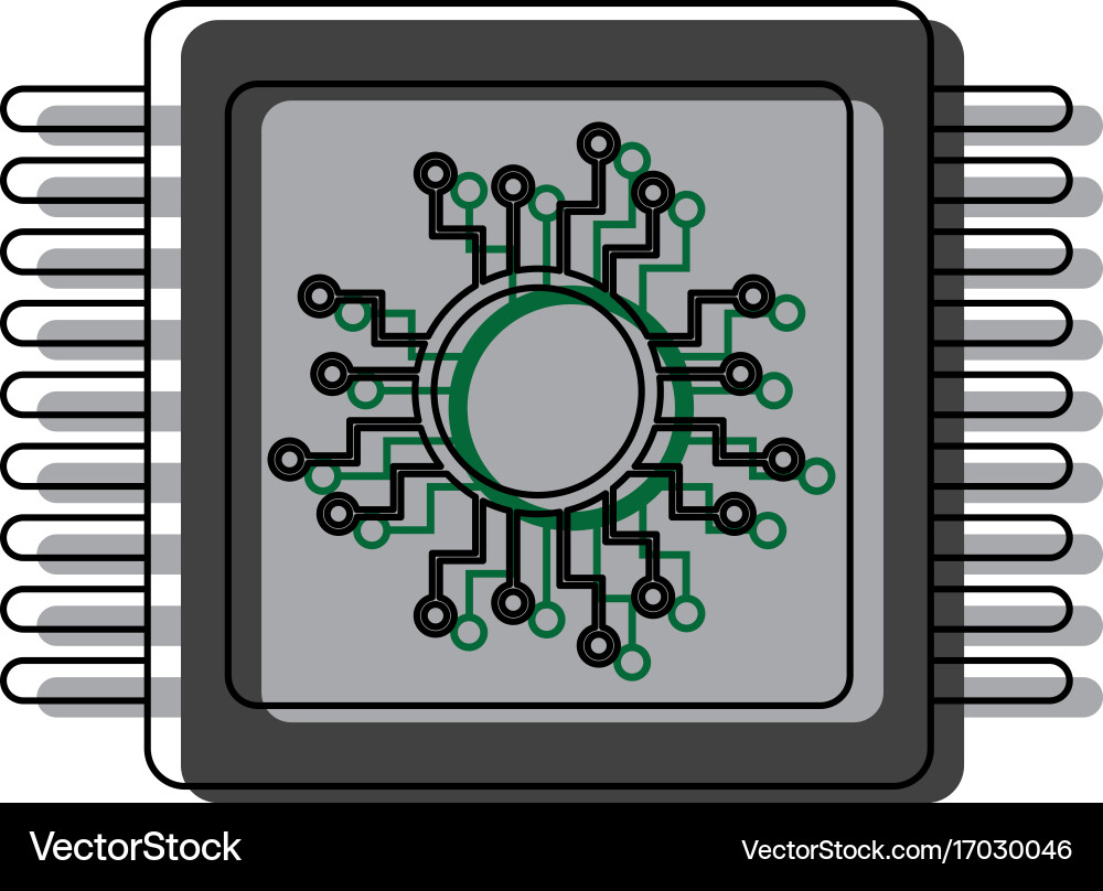 Cpu microprocessor circuit board connect vector image