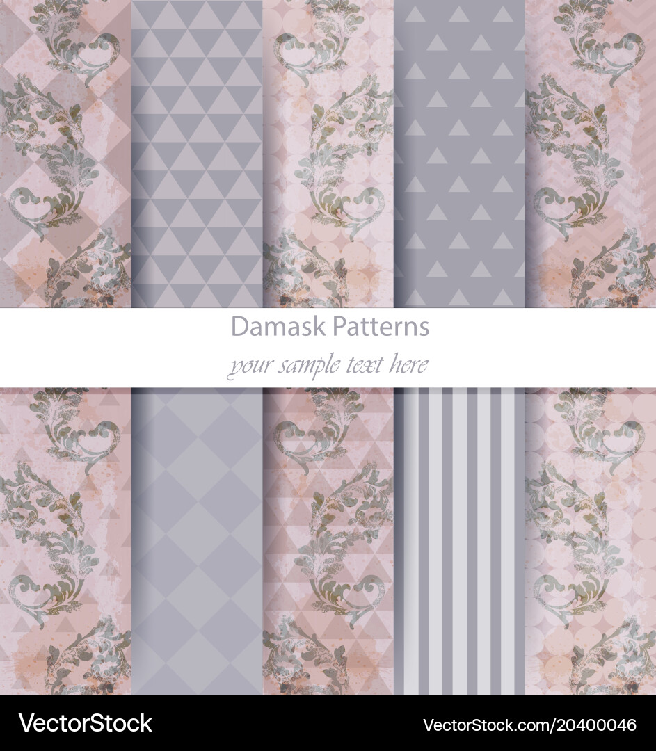 Damask patterns set collection baroque vector image