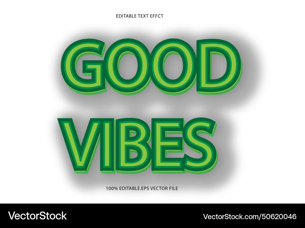 Good vibes editable text effect 3d emboss Vector Image