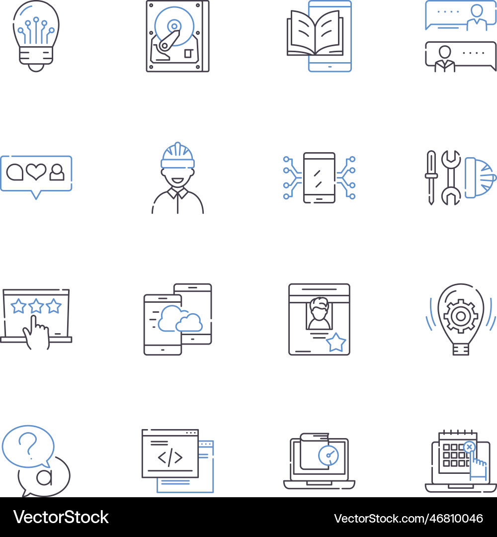 Gradient boosting line icons collection trees vector image
