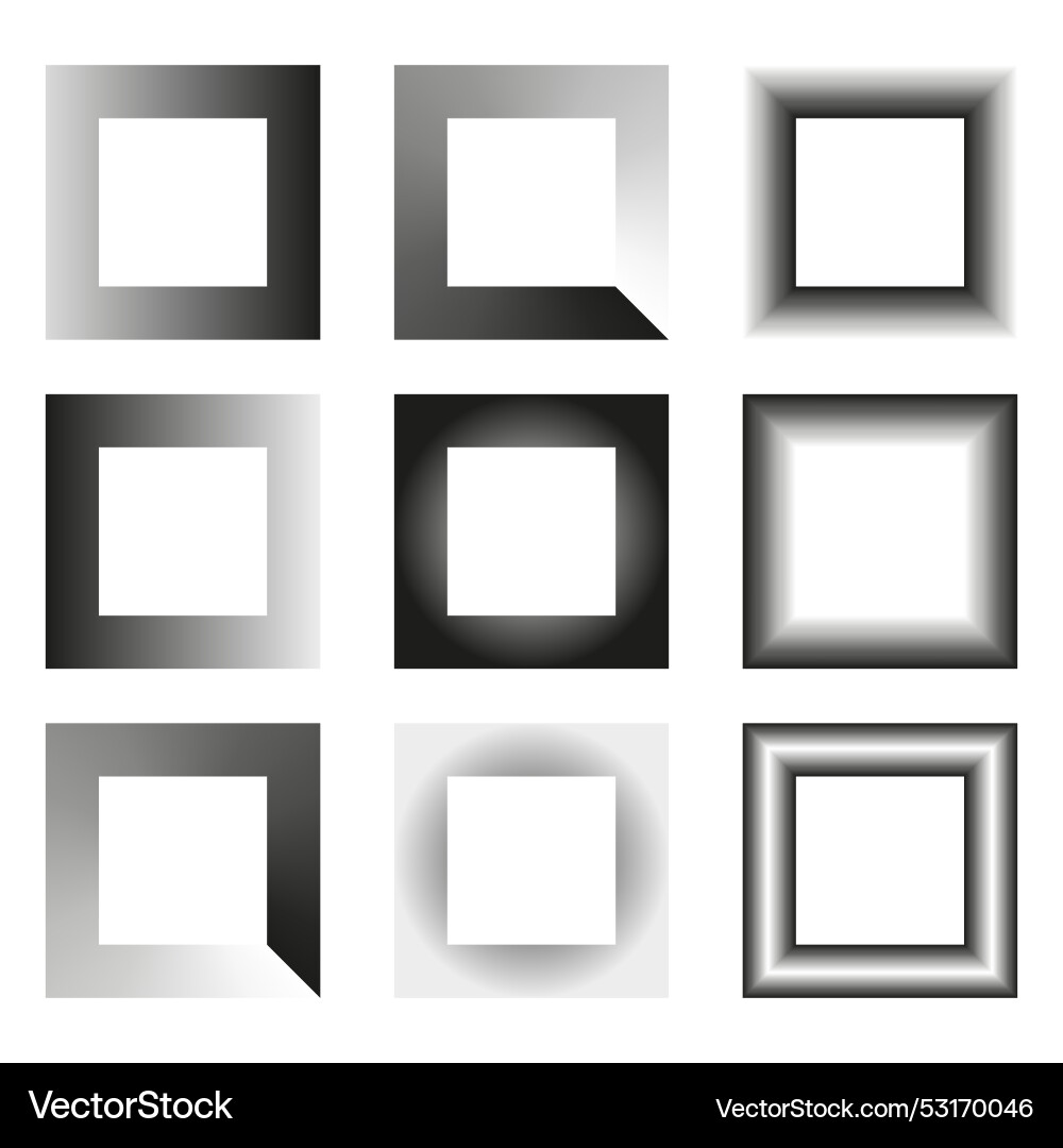 Gradient square frames abstract geometric shapes vector image