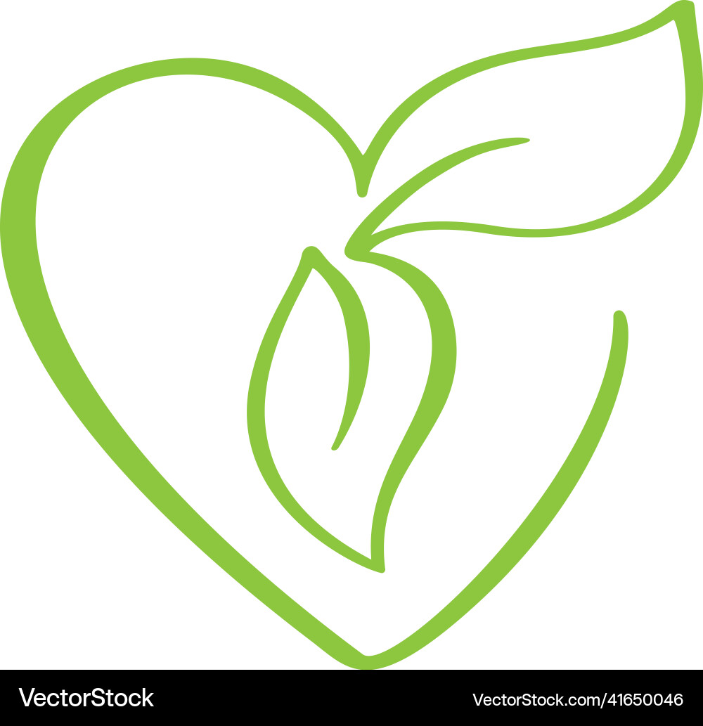 Green icon heart shape and leaf can Royalty Free Vector