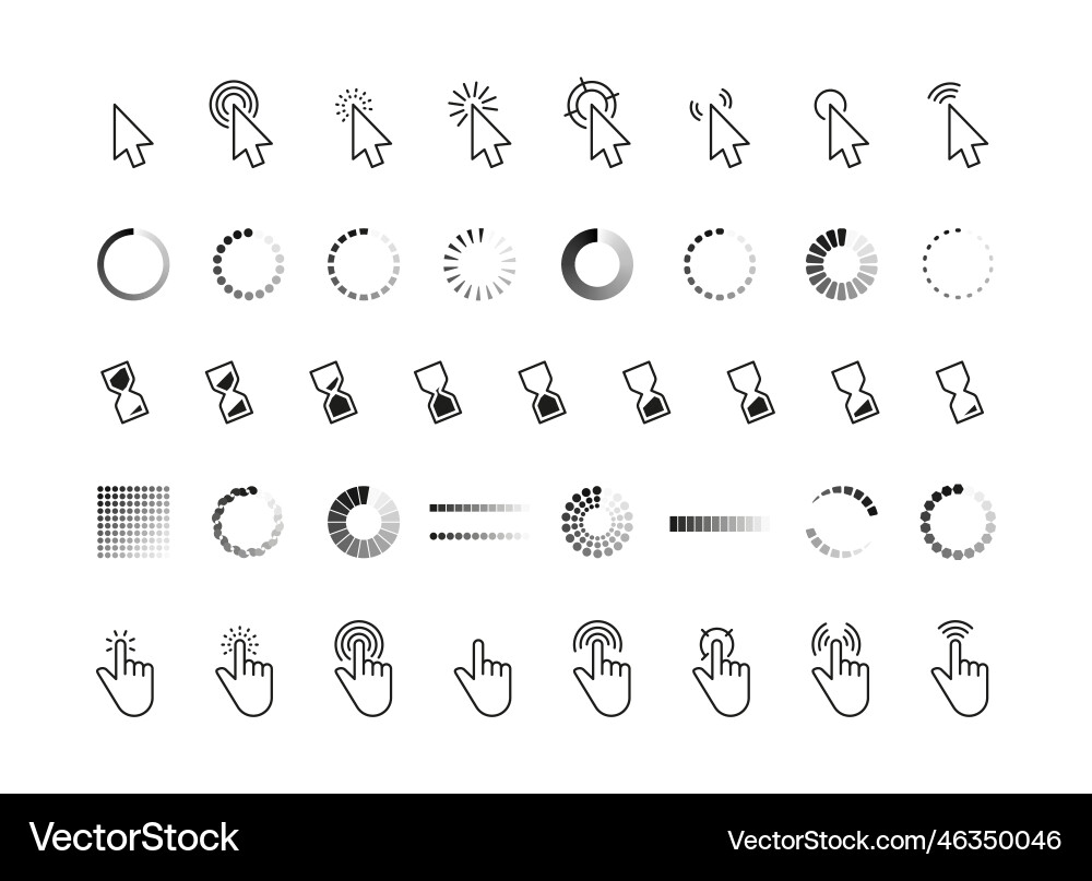 Interface progress cursor pointer mouse click Interface progress cursor pointer mouse click vector image