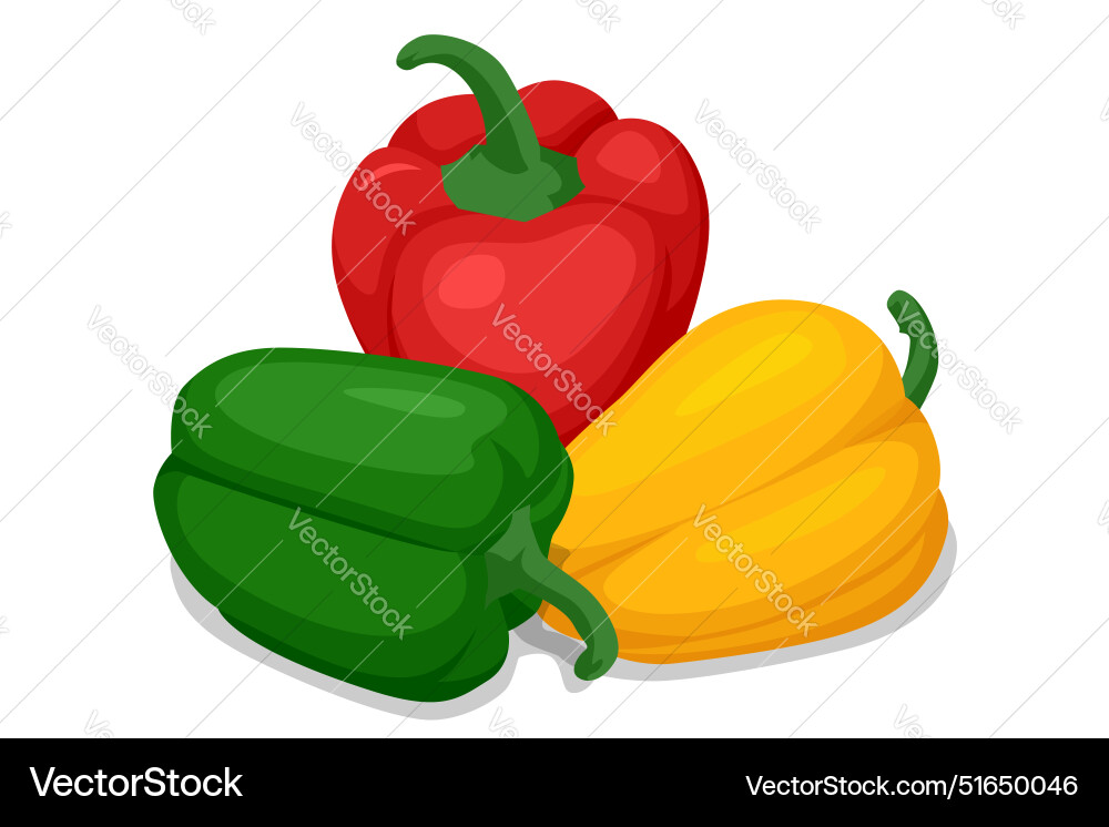 Isometrische gelbe rote und grüne Paprika Isometrische gelbe rote und grüne Paprika vektorbild