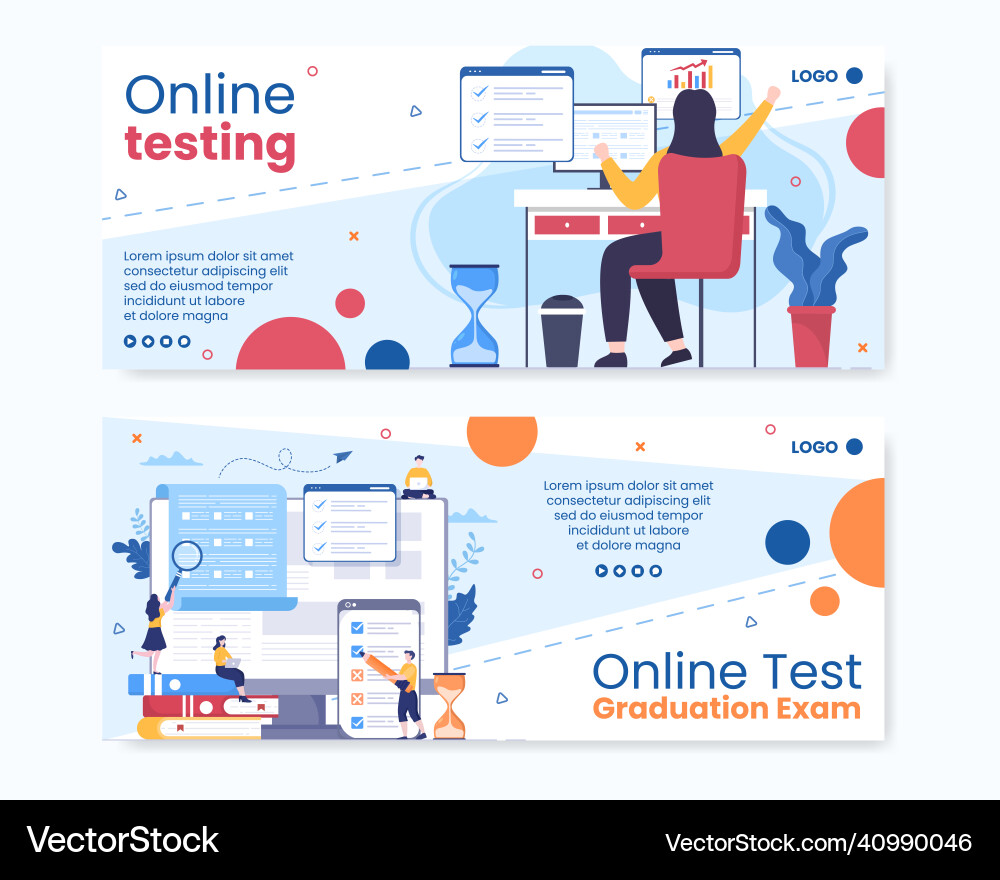 Online testing course banner template flat design Online testing course banner template flat design vector image