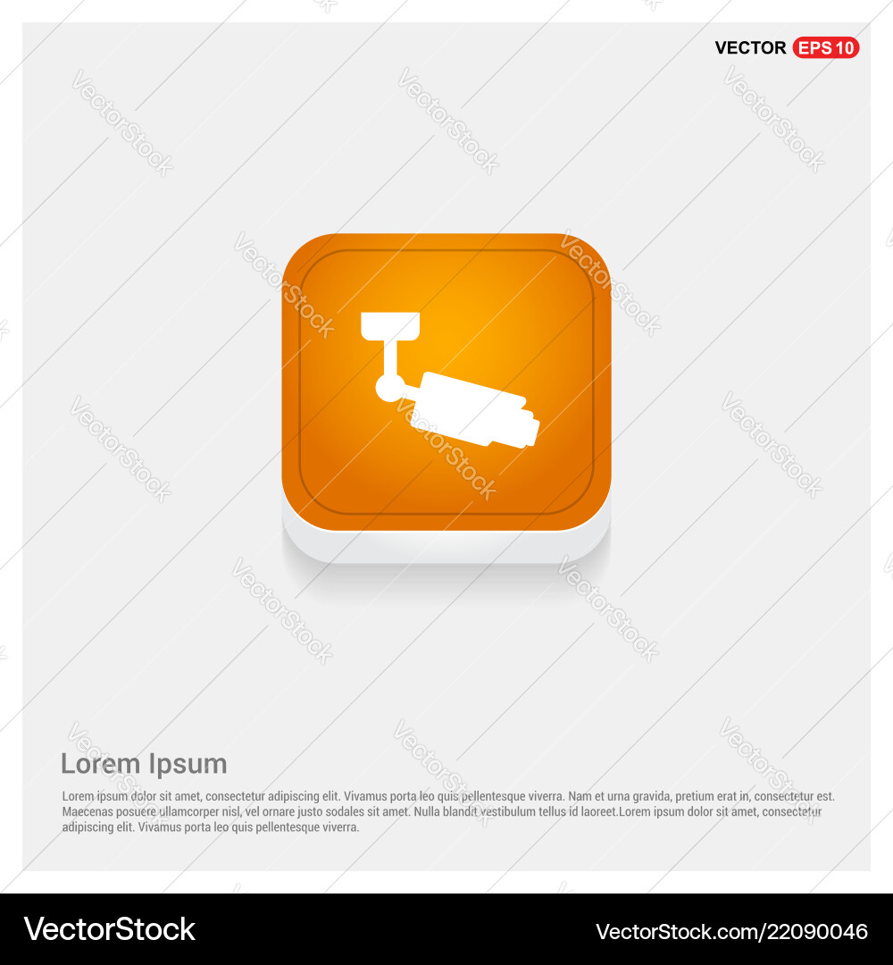 Orange Camera Icon - Abstract Web Button Vector Image