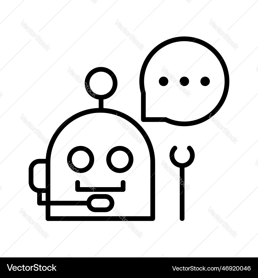 Robot assistance system automation outline icon vector image
