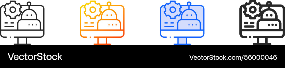 Robot iconthin linear gradient blue stroke vector image