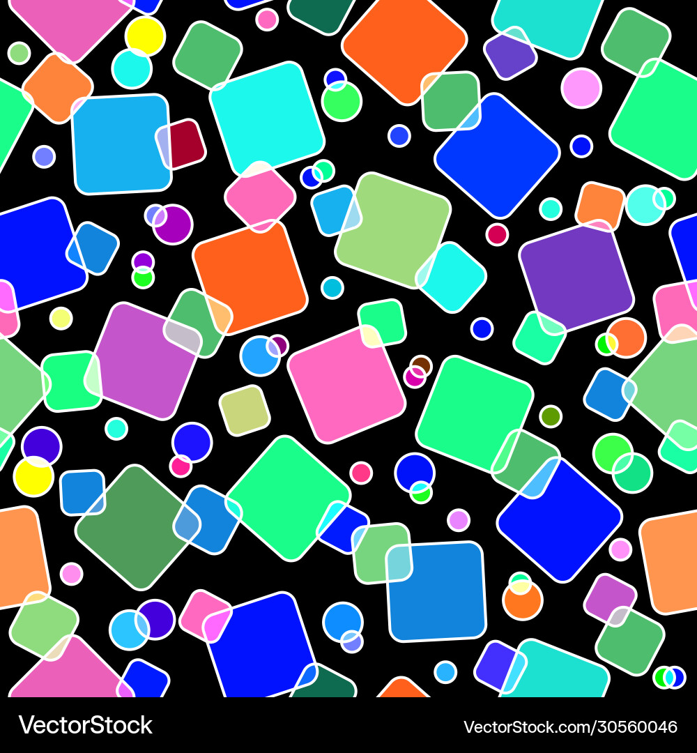 Seamless pattern with colored squares and circles Seamless pattern with colored squares and circles Vector Image