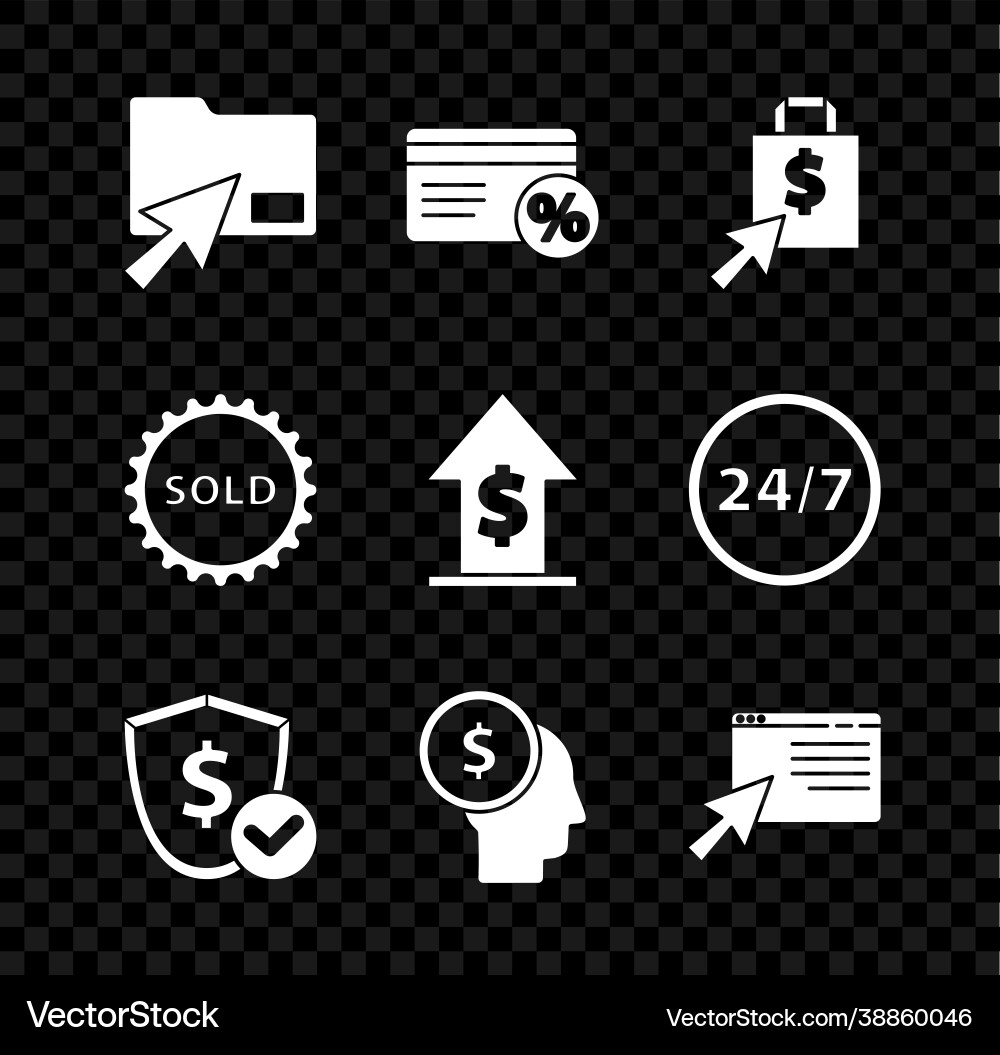 Set cursor click document folder discount card Set cursor click document folder discount card vector image