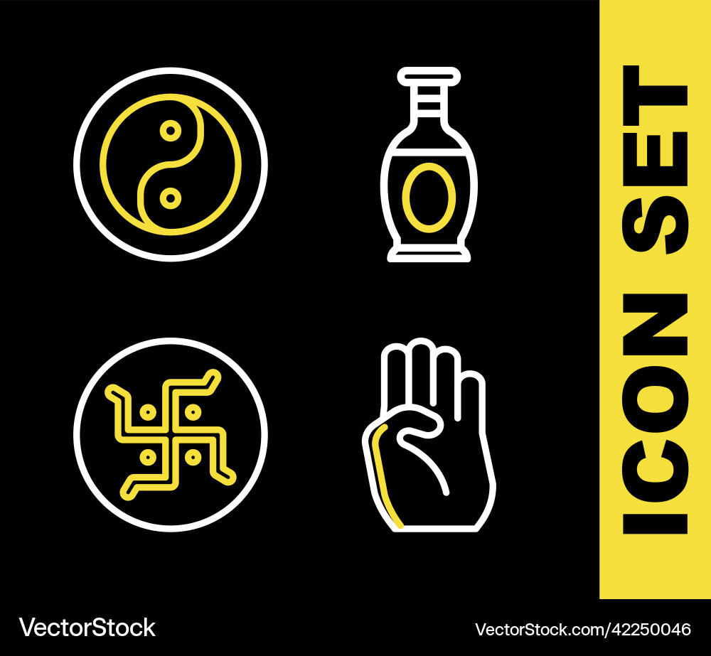 Set line indian Vase Symbol Hand Hindu swastika Set line indian Vase Symbol Hand Hindu swastika vektorbild