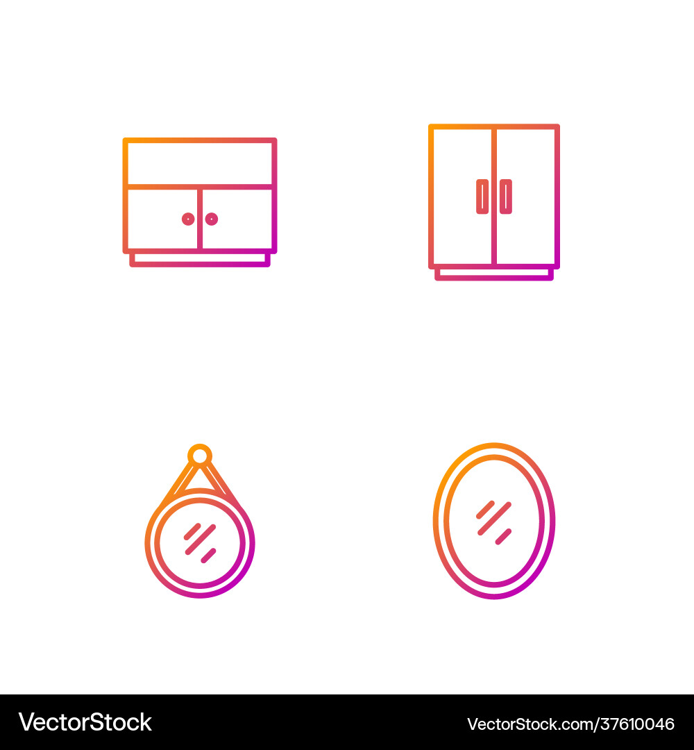 Set line mirror wardrobe and gradient color Set line mirror wardrobe and gradient color Vector Image