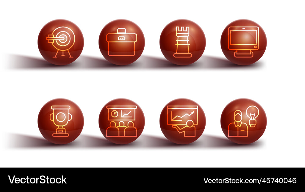 Set line target with arrow award cup computer Set line target with arrow award cup computer vector image
