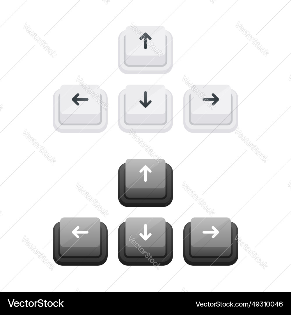 Set of arrow keys in light and dark themes Set of arrow keys in light and dark themes vector image