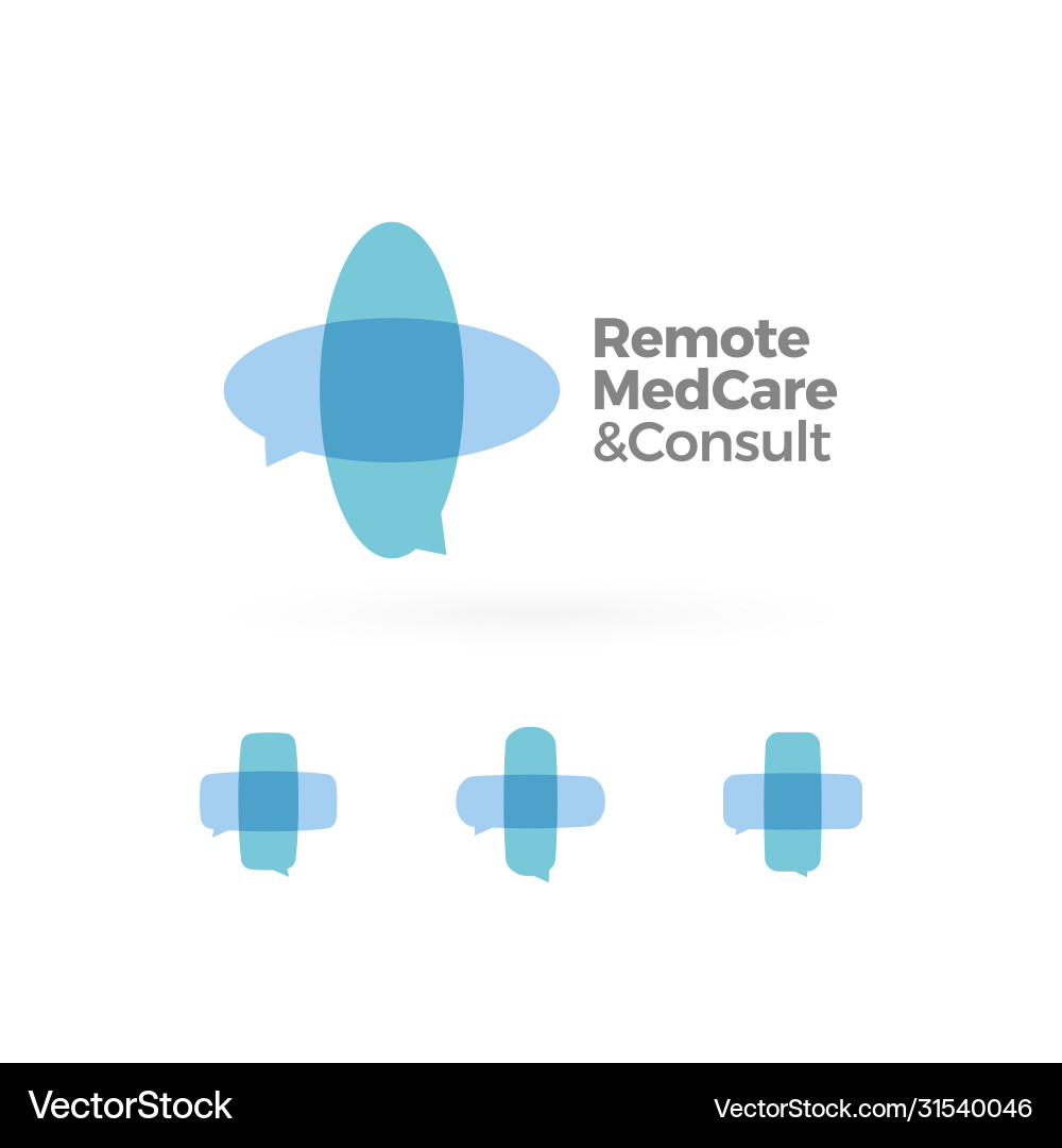 Set telemedicine logo medical remote care vector image