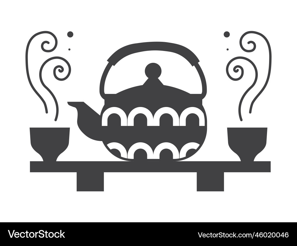 Traditional asian tea ceremony kettle and cups Vector Image