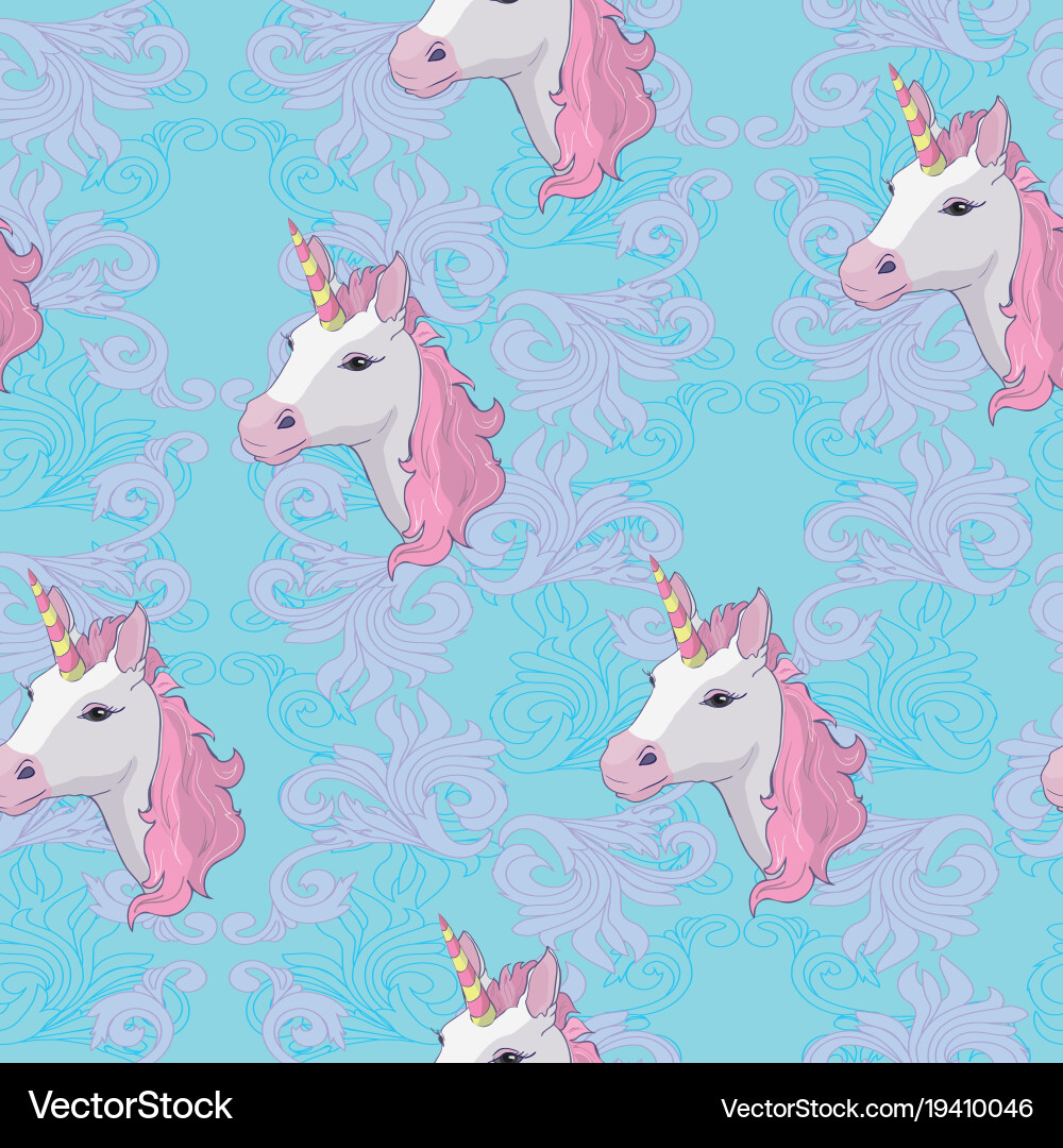 Unicorn and rainbow seamless pattern isolated vector image