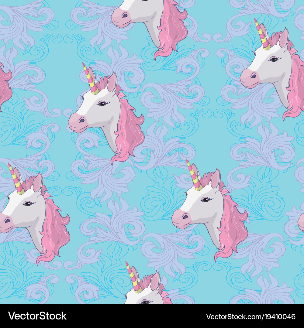 Unicorn and rainbow seamless pattern isolated