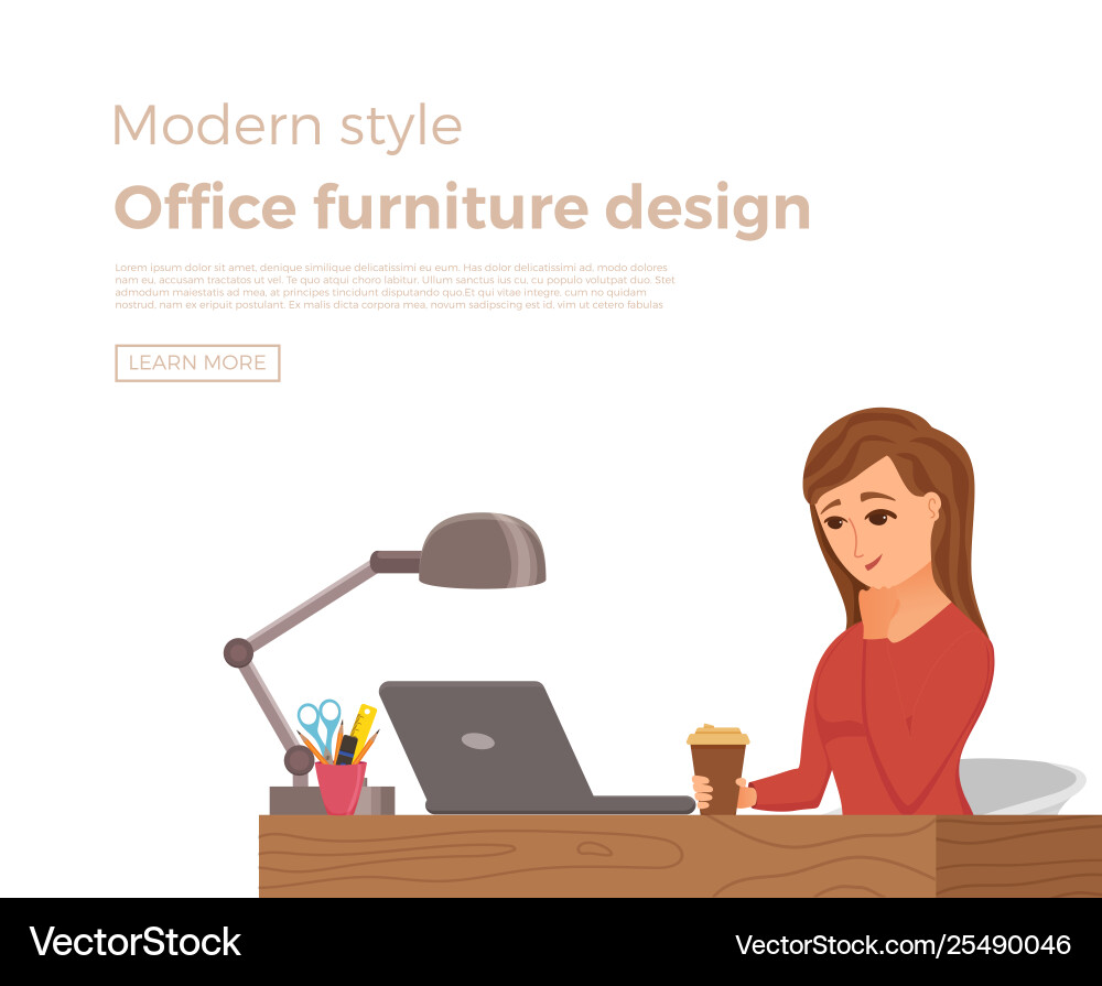 Woman working on computer colorful concept Vector Image