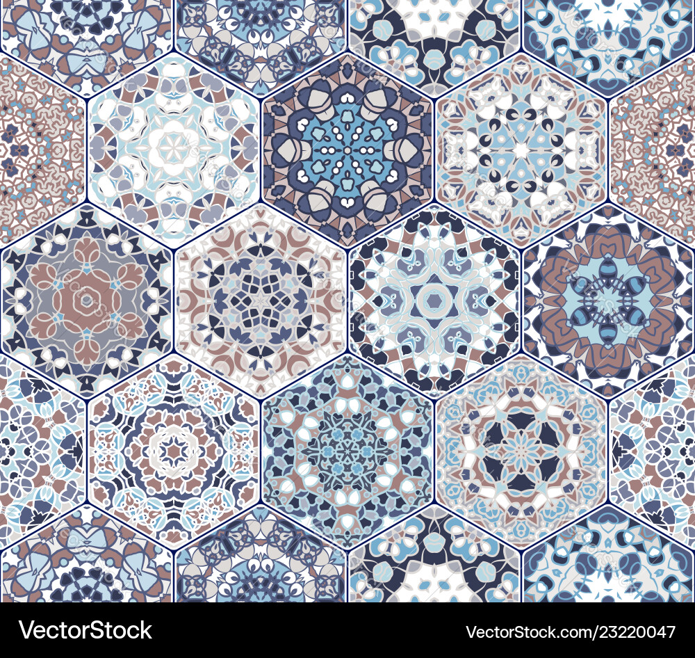 Bright seamless pattern hexagonal tiles Bright seamless pattern hexagonal tiles vector image
