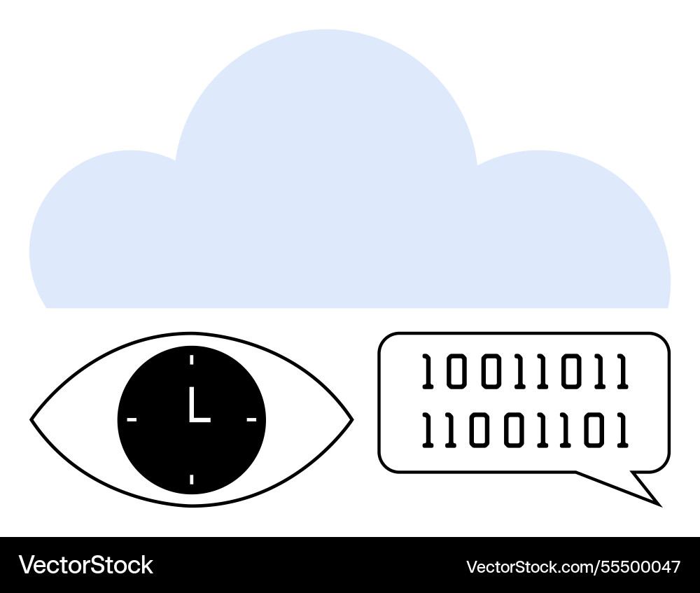 Cloud computing concept with eye monitoring time Vector Image