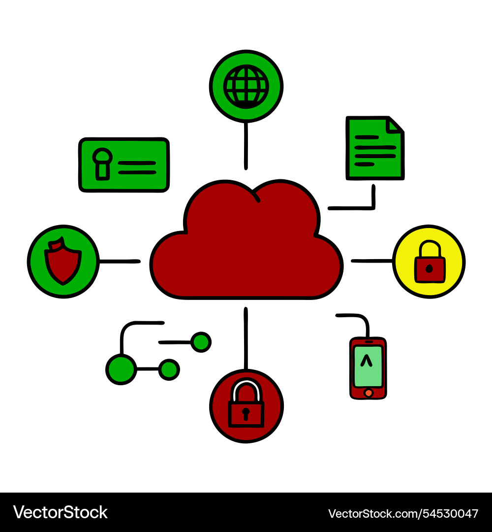 Cloud server security concept ideal for tech Vector Image