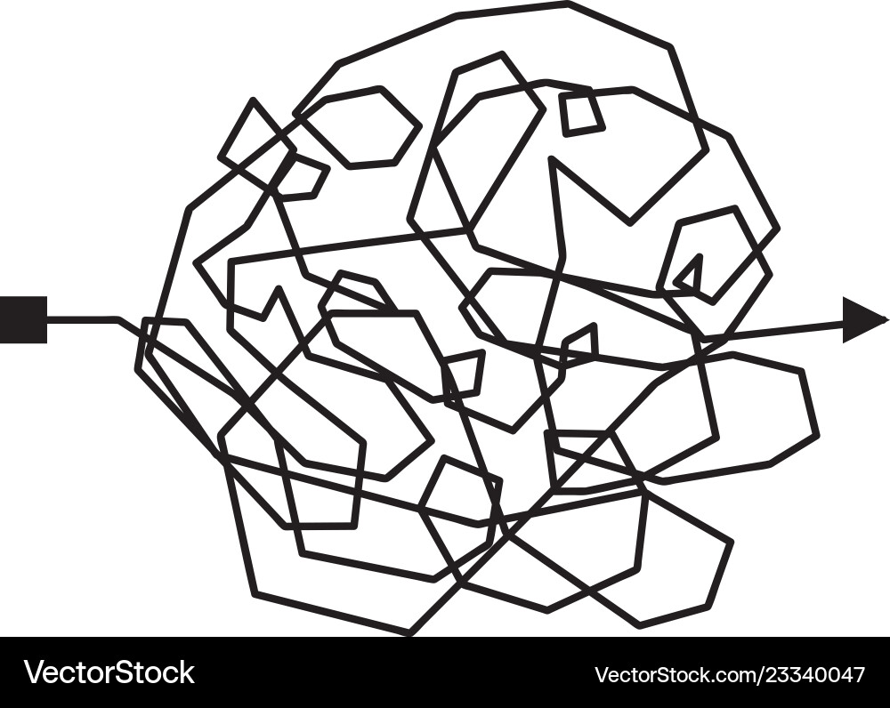 Confused complicated way as chaos or problem Confused complicated way as chaos or problem vector image