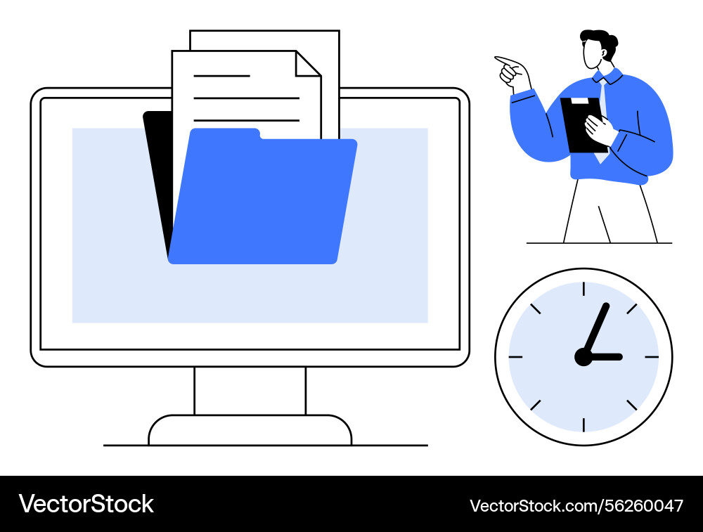 Digital document management concept with folder vector image