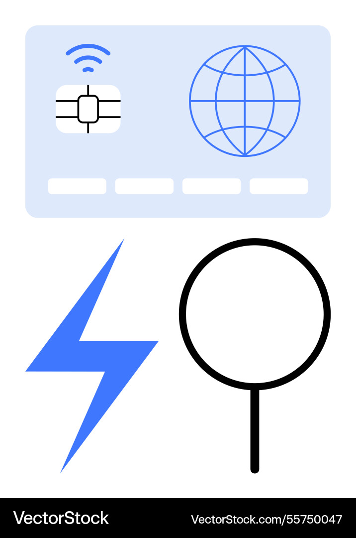 Digital sim card with globe icon lightning bolt Digital sim card with globe icon lightning bolt vector image