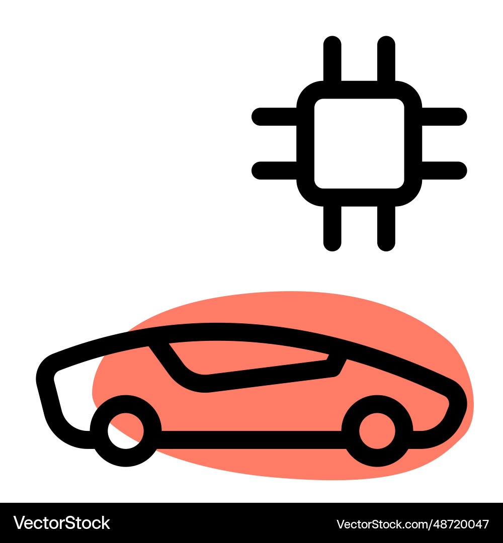 Ev car with microchip embedded isolated on white vector image